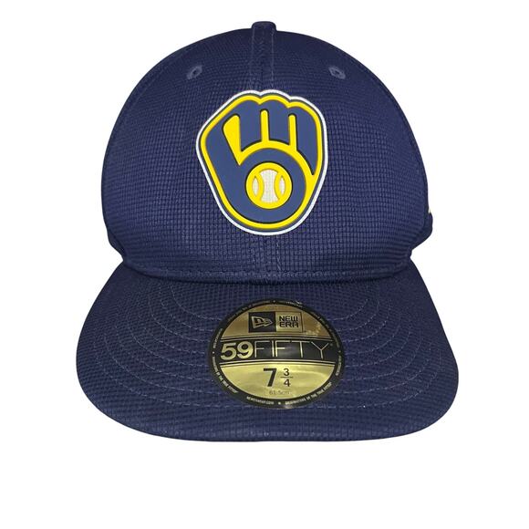 New Era 59Fifty Milwaukee Brewers On Field Low Profile Fitted Cap Size 7 3/4 - Picture 1 of 6